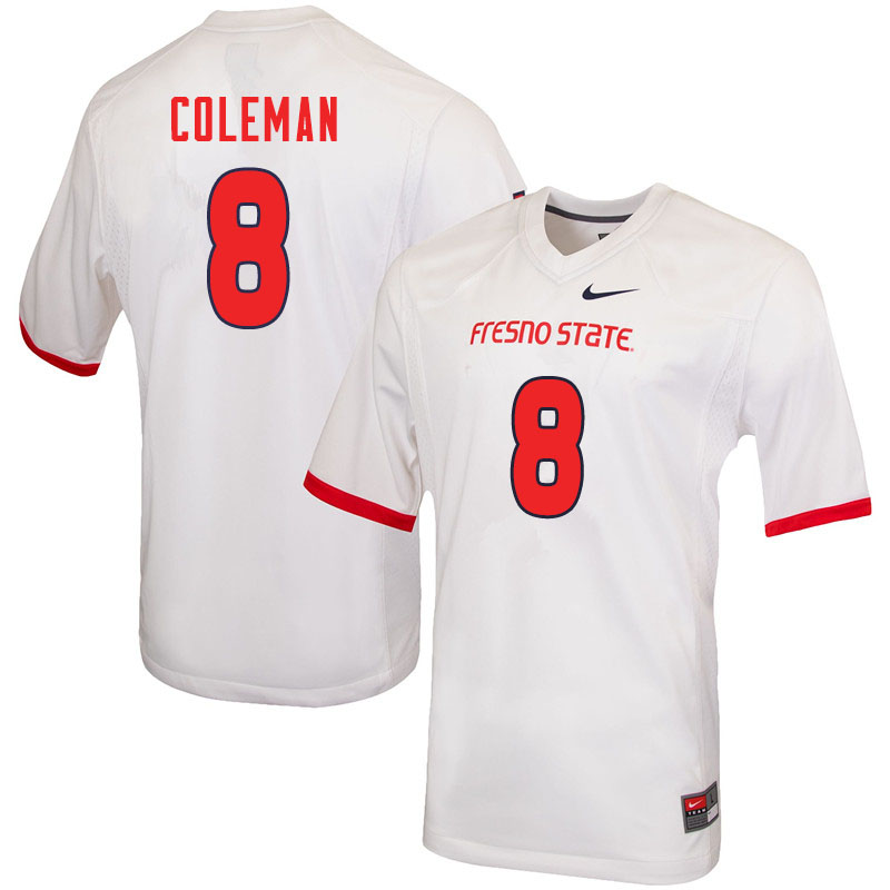 Men #8 Chris Coleman Fresno State Bulldogs College Football Jerseys Sale-White